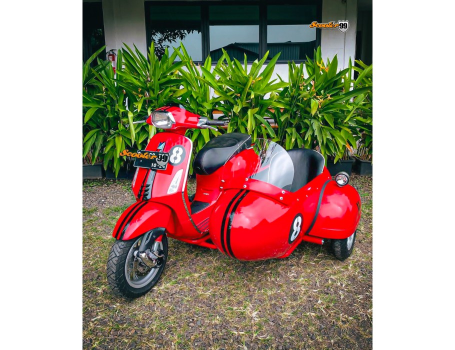 Sidecar Kit For Vespa Red Black Stripe Edition